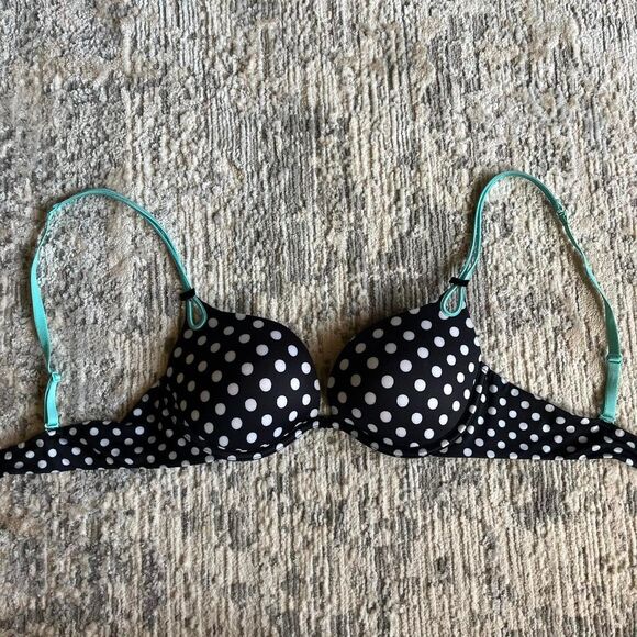 Vintage Y2K Victorias Secret Sexy Little Things Polka Dot Push  Up Demi Bra 34C - Picture 1 of 8